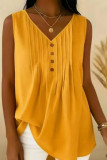 Solid Color Pleated V-neck Sleeveless Vest