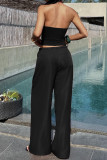 Solid Color Vest Wide Leg Pants 2-piece Set