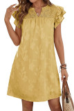 V-neck Ruffled Short Sleeved Pleated Floral Dress