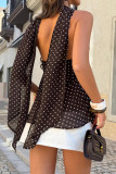 Polka Dot Print Hanging Neck Backless Vest