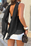 Polka Dot Print Hanging Neck Backless Vest
