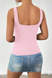 Solid Color Square Neck Sleeveless Vest