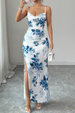 V-neck Sleeveless Waist Cinched Slit Dress
