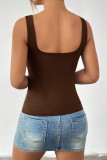 Solid Color Square Neck Sleeveless Vest