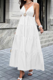 V-neck Sleeveless Backless Waist Cinched Dress