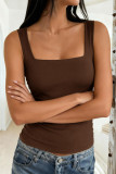 Solid Color Square Neck Sleeveless Vest