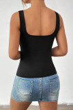 Solid Color Square Neck Sleeveless Vest