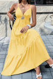 V-neck Sleeveless Backless Waist Cinched Dress