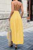 V-neck Sleeveless Backless Waist Cinched Dress