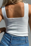 Solid Color Square Neck Slim Knit Sleeveless Vest