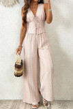 Solid Color Vest Wide Leg Pants 2-piece Set