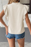 Solid Color Stand Up Collar Short Sleeved Shirt
