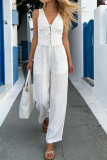 Solid Color Vest Wide Leg Pants 2-piece Set