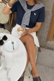 Striped Scarf Short Sleeve T-Shirt