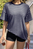 Round Neck Striped Short Sleeved T-shirt