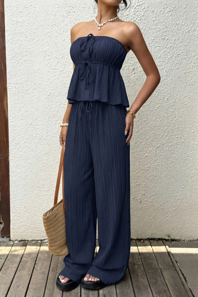 Strapless Vest Wide Leg Pants 2-piece Set