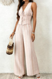 Solid Color Vest Wide Leg Pants 2-piece Set