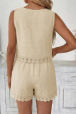 Lace Sleeveless Vest Shorts 2-piece Set