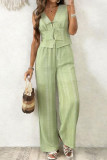 Solid Color Vest Wide Leg Pants 2-piece Set