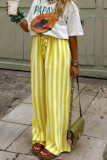 High Waist Striped Printed Straight Leg Pants