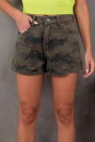 Retro Camouflage Printed Denim Shorts