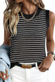 Round Neck Sleeveless Striped Knitted Vest