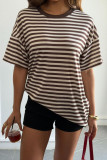 Round Neck Striped Short Sleeved T-shirt