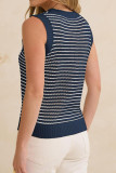 Round Neck Sleeveless Striped Knitted Vest