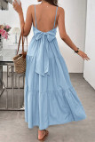 Backless Bow Sleeveless Waist Cinching Dress