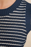 Round Neck Sleeveless Striped Knitted Vest