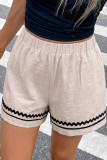 Wave Edge Contrasting Color Elastic Waist Shorts
