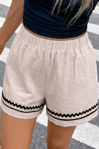 Wave Edge Contrasting Color Elastic Waist Shorts