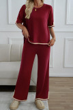 Knitted Short Sleeved T-shirt Pants 2-piece Set