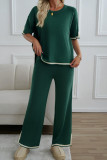 Knitted Short Sleeved T-shirt Pants 2-piece Set