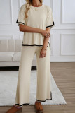 Knitted Short Sleeved T-shirt Pants 2-piece Set