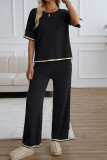 Knitted Short Sleeved T-shirt Pants 2-piece Set