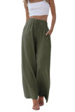 Solid Color Loose High Waisted Wide Leg Pants
