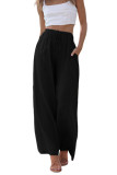 Solid Color Loose High Waisted Wide Leg Pants