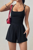 Solid Color Sleeveless Camisole Jumpsuit Shorts