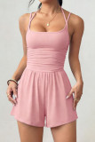 Solid Color Sleeveless Camisole Jumpsuit Shorts