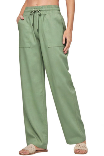 High Waisted Wide Leg Casual Trousers