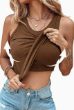 Round Neck Solid Color Sleeveless Vest