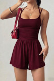 Solid Color Sleeveless Camisole Jumpsuit Shorts