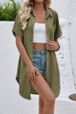 Pocket Short Sleeved Lapel Cardigan Shirt