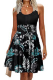 U-neck Sleeveless Waist Cinched Dress