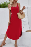 U-neck Solid Color Suspender Sleeveless Dress