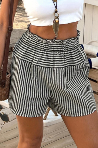 Striped Printed High Elastic Waist Shorts