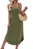 U-neck Solid Color Suspender Sleeveless Dress