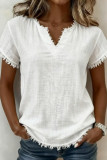 Vintage Bohemian Round Neck Solid Color Shirt