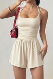 Solid Color Sleeveless Camisole Jumpsuit Shorts